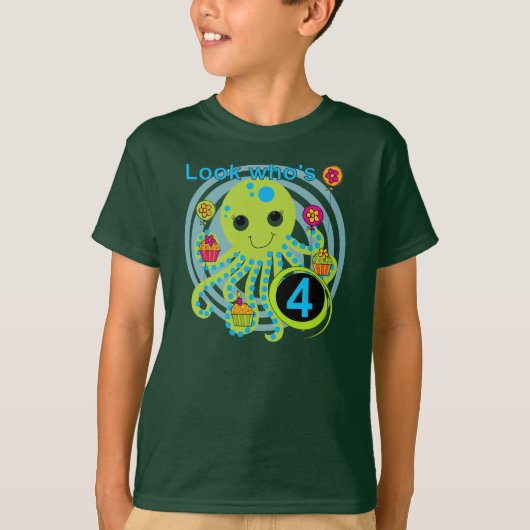 Octopus 4th Birthday T shirten en geschenken T-shirt (Voorkant)