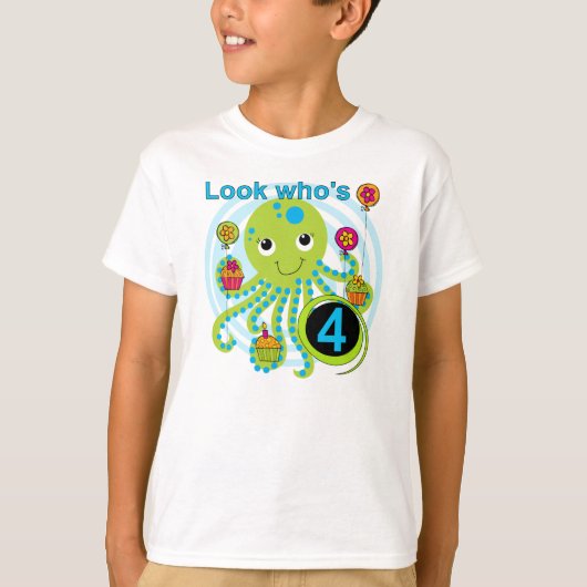 Octopus 4th Birthday T shirten en geschenken T-shirt (Voorkant)