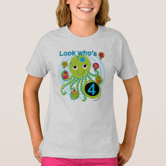 Octopus 4th Birthday T shirten en geschenken T-shirt (Voorkant)