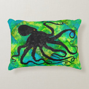 Octopus 6 op blauw/groen - 16 x 12-inch Sierkussen Accent Kussen