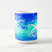 Octopus 6 op Blauw Groen - 450 ml Mok (Center)