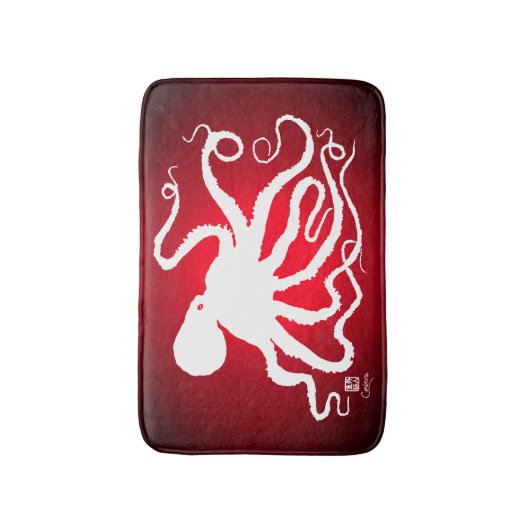 Octopus 6 op Red - Small Bath Mat (Voorkant Verticaal)