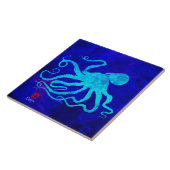 Octopus 6 R - Grote keramische Tegel Tegeltje (Zijkant)