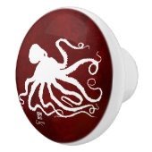 Octopus 6 White op Red L - Knob Keramische Knop (Rechts)