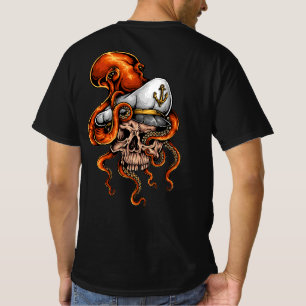 Octopus Aanval Kapitein Schedel Zeevaart   T-shirt