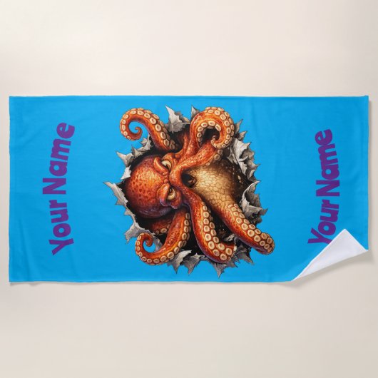 Octopus Aanval Strandlaken (Voorkant)