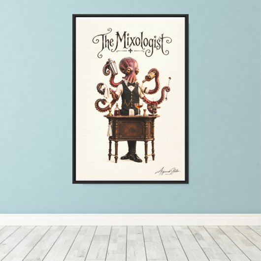 Octopus Achter de Bar Canvas Afdruk (Insitu (Houten vloer))