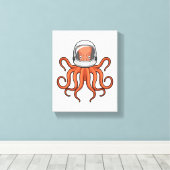 Octopus als astronaut canvas afdruk (Insitu (Houten vloer))