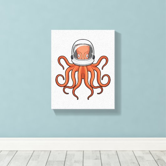 Octopus als astronaut canvas afdruk (Insitu (Houten vloer))