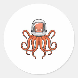 Octopus als astronaut ronde sticker