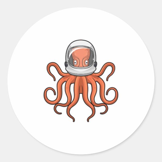 Octopus als astronaut ronde sticker (Voorkant)