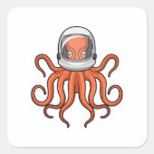 Octopus als astronaut vierkante sticker (Voorkant)
