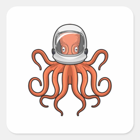 Octopus als astronaut vierkante sticker (Voorkant)