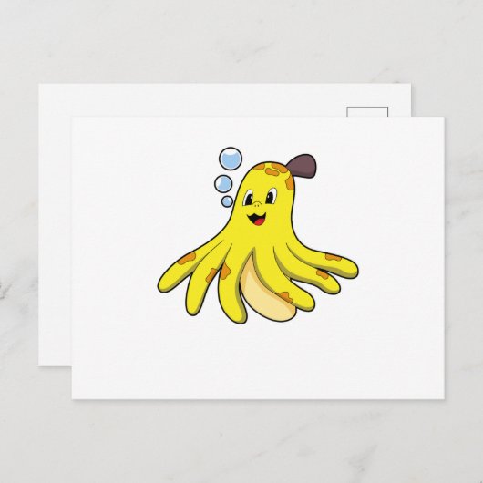 Octopus als banaan briefkaart (Voorkant / Achterkant)