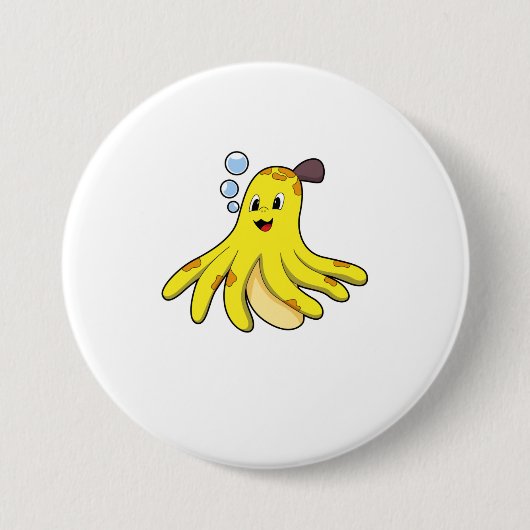 Octopus als Banana Ronde Button 7,6 Cm (Voorkant)