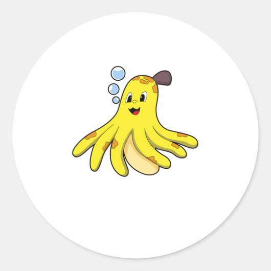Octopus als Banana Ronde Sticker (Voorkant)