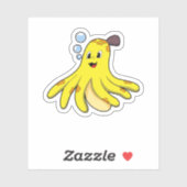 Octopus als Banana Sticker (Vel)