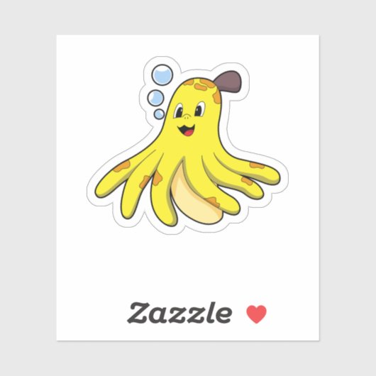 Octopus als Banana Sticker (Vel)