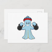 Octopus als Bodybuilder met Dumbbells Briefkaart (Voorkant / Achterkant)