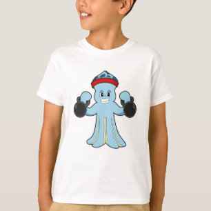 Octopus als Bodybuilder met Dumbbells T-shirt