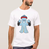 Octopus als Bodybuilder met Dumbbells T-shirt (Voorkant)