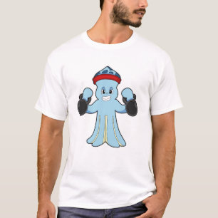 Octopus als Bodybuilder met Dumbbells T-shirt