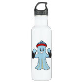 Octopus als Bodybuilder met Dumbbells Waterfles (Voorkant)