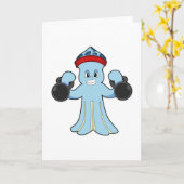 Octopus als Bodybuilder met Hantelexers Kaart (Gele Bloem)