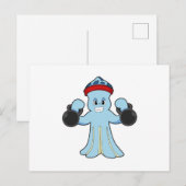 Octopus als Bodybuilder met Hantels Briefkaart (Voorkant / Achterkant)
