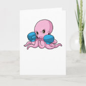 Octopus als bokser met boks handschoenen kaart (Voorkant)