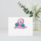Octopus als Boxer met Boxing-handschoenen Briefkaart (Staand voorkant)