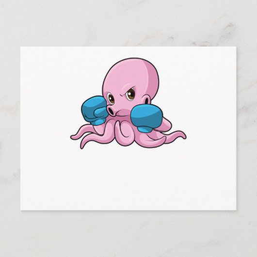 Octopus als Boxer met Boxing-handschoenen Briefkaart (Voorkant)