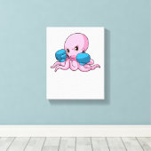 Octopus als Boxer met Boxing-handschoenen Canvas Afdruk (Insitu (Houten vloer))