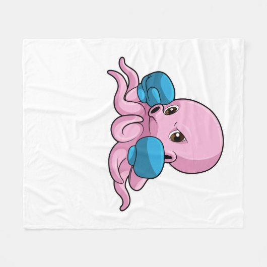 Octopus als Boxer met Boxing-handschoenen Fleece Deken (Voorkant (Horizontaal))