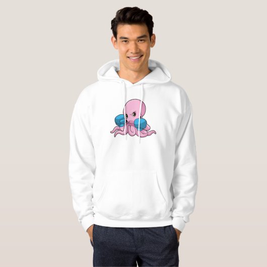 Octopus als Boxer met Boxing-handschoenen Hoodie (Voorkant volledig)