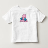 Octopus als Boxer met Boxing-handschoenen Kinder Shirts (Voorkant)