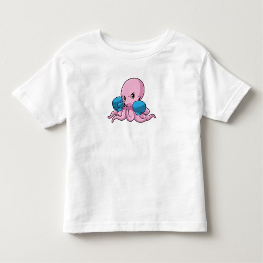 Octopus als Boxer met Boxing-handschoenen Kinder Shirts (Voorkant)