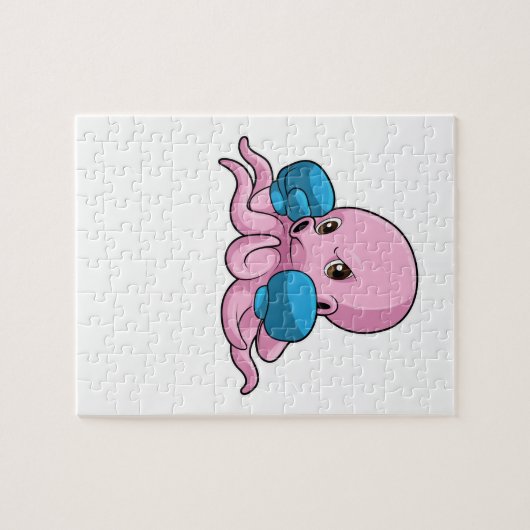 Octopus als Boxer met Boxing-handschoenen Legpuzzel (Horizontaal)