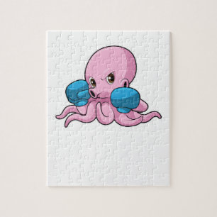 Octopus als Boxer met Boxing-handschoenen Legpuzzel