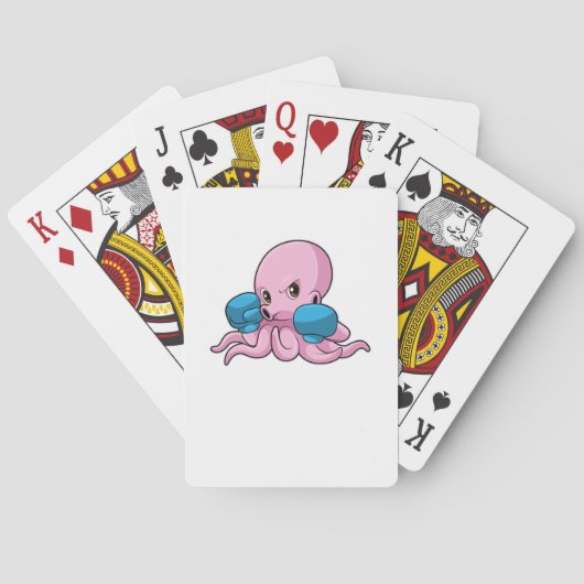 Octopus als Boxer met Boxing-handschoenen Pokerkaarten (Achterkant)