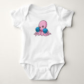 Octopus als Boxer met Boxing-handschoenen Romper (Voorkant)