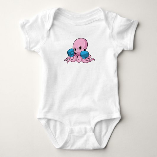 Octopus als Boxer met Boxing-handschoenen Romper (Voorkant)