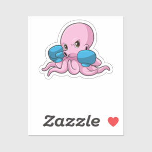 Octopus als Boxer met Boxing-handschoenen Sticker