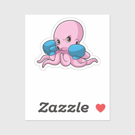Octopus als Boxer met Boxing-handschoenen Sticker (Vel)