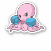 Octopus als Boxer met Boxing-handschoenen Sticker (Voorkant)