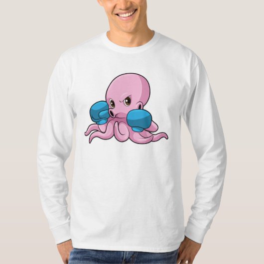 Octopus als Boxer met Boxing-handschoenen T-shirt (Voorkant)