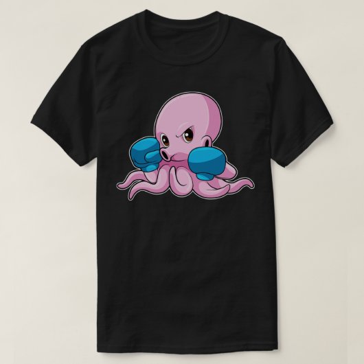Octopus als Boxer met Boxing-handschoenen T-shirt (Design voorkant)
