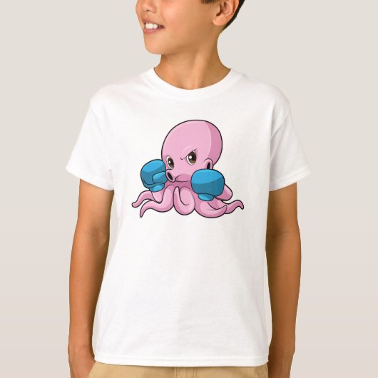Octopus als Boxer met Boxing-handschoenen T-shirt (Voorkant)