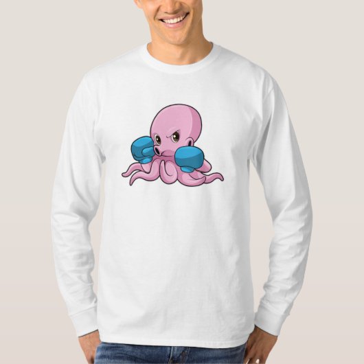 Octopus als Boxer met Boxing-handschoenen T-shirt (Voorkant)