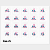 Octopus als Boxer met Boxing-handschoenen Vierkante Sticker (Vel)